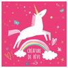 [Q6710] - Designer Canvas 'Licorne My Unicorn' Fuschia (Dream Creature) - 30x30 Cm