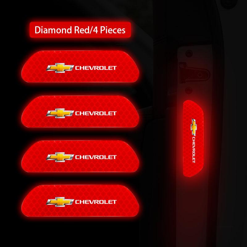 AABHD1 4pcs Car Door Sticker Reflective Safety Warning Mark Decoration Decals For Chevrolet Spark Captiva Cruze Tracker Epica Optra SS