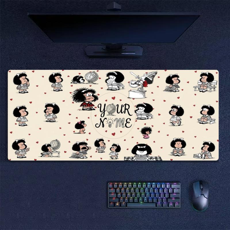 Retro Cartoon Girl Name Custom Name Large Size Mouse Pad Gaming Table Cushion Nonslip Laptop Tablet Big XXL Mat Mini PC Playmat With Lock edge