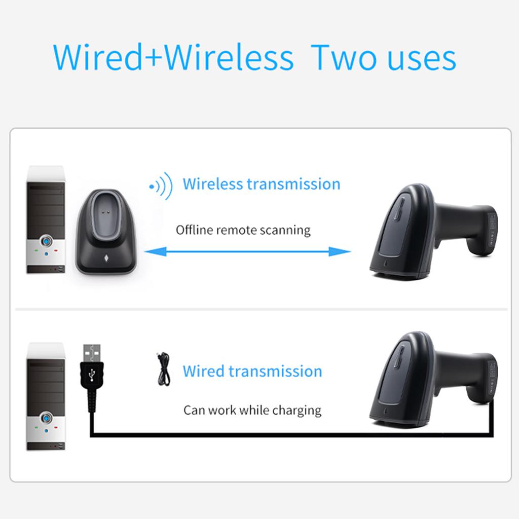 Ручной сканер штрих-кодов 1D/2D/QR, беспроводной BT и проводной USB-считыватель штрих-кодов 2,4G, CMOS-датчик изображения