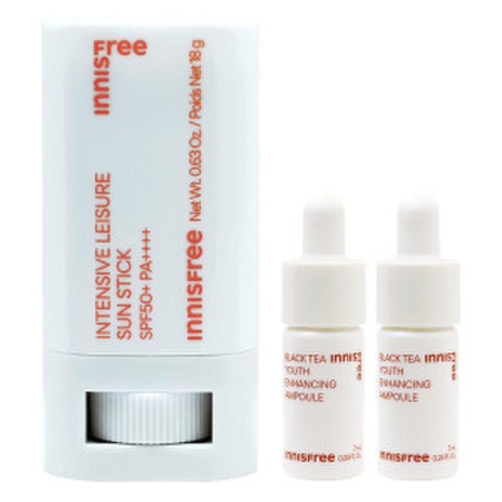 Innisfree Солнцезащитная палочка Intensive Leisure + (Бесплатная ампула черного чая 7 мл x 2)