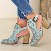 [Vintage Ankle Boots] 2025 New Chunky Heel Ankle Boots | Women's Pointed Toe Floral Vintage Style with Comfortable Open Back Strap