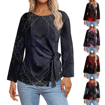 Женские топы с длинным рукавом Летние асимметричные футболки Приталенные повседневные топы Футболки Пуловеры Топы на Хэллоуин Футболки Летние топы Топы с коротким рукавом