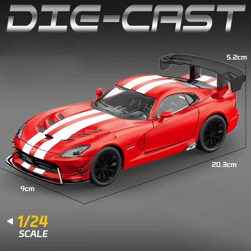 1:24 Viper Hellcat Спортивный Автомобиль Модель Игрушка Сплав Литье под Давлением Звук Свет Оттяжка Колесо Рулевое Управление Гоночные Автомобили Модели Дисплей Украшения