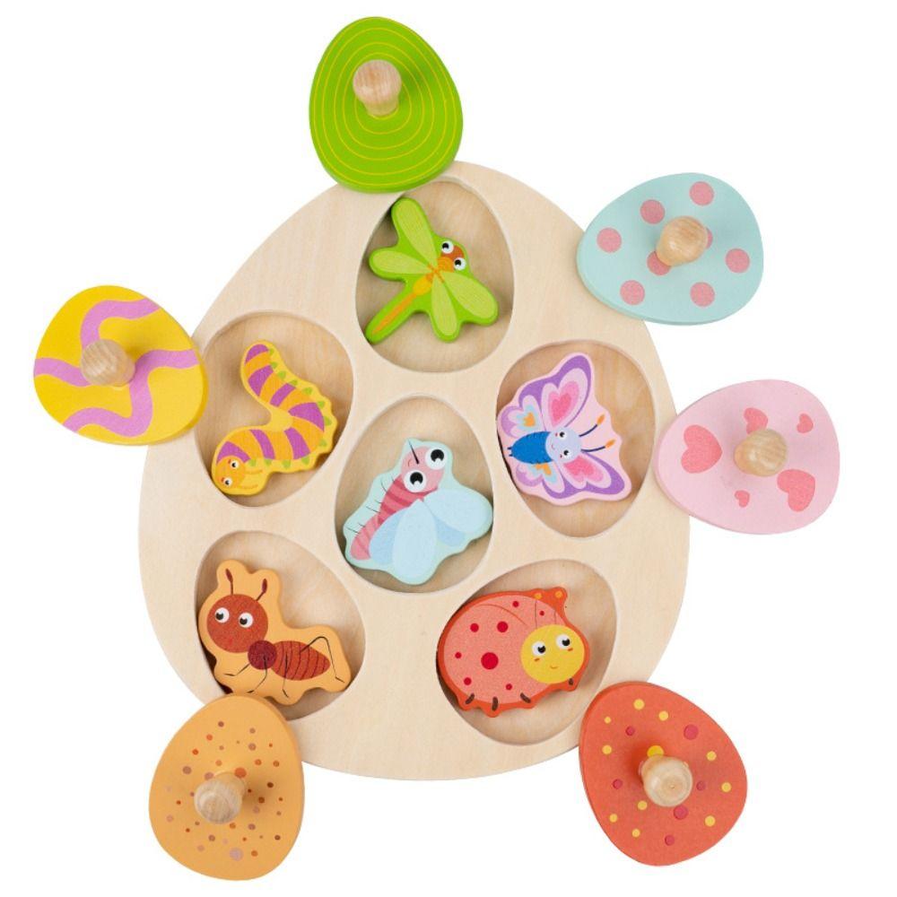 Wooden Peg Wood Dinosaur Jigsaw Educational Toddler Puzzles Animal Domino Puzzle Toy  Teaching