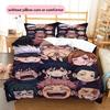 Jujutsu Kaisen Chibi Character  Pattern Bedding Home Decoration Festival Gift (1 * duvet cover + 2 * pillowcase, without core)