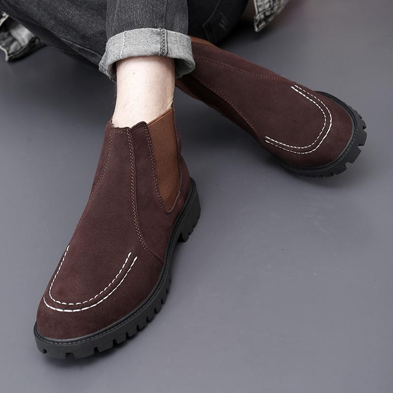 Осенне-зимние мужские ботинки челси из матовой кожи на толстой подошве, британский повседневный бренд, джинсовые ботинки, размеры 37-47