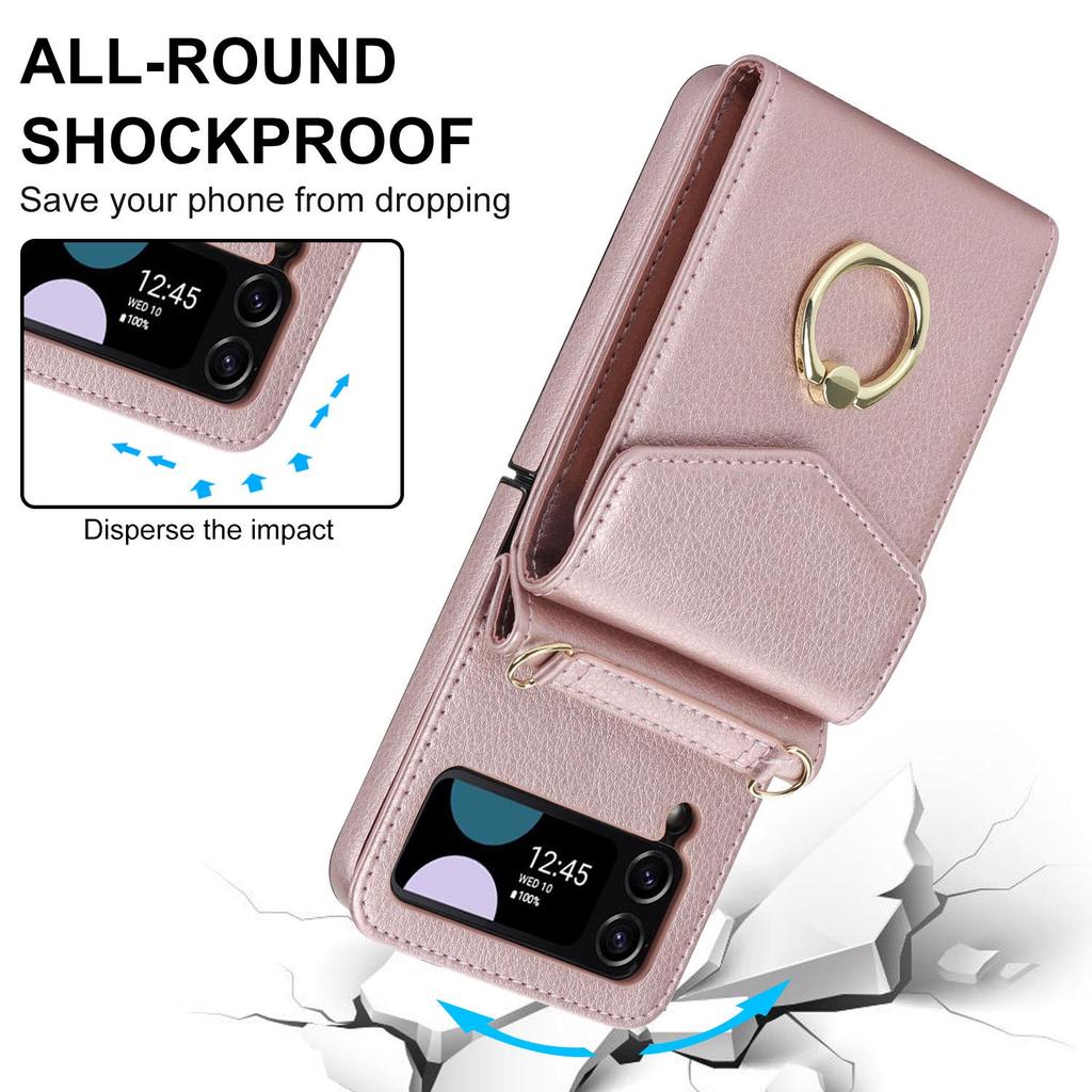 Складной чехол через плечо Z Flip6 с отделением для карт для Samsung Flip4 — креативный многофункциональный защитный чехол