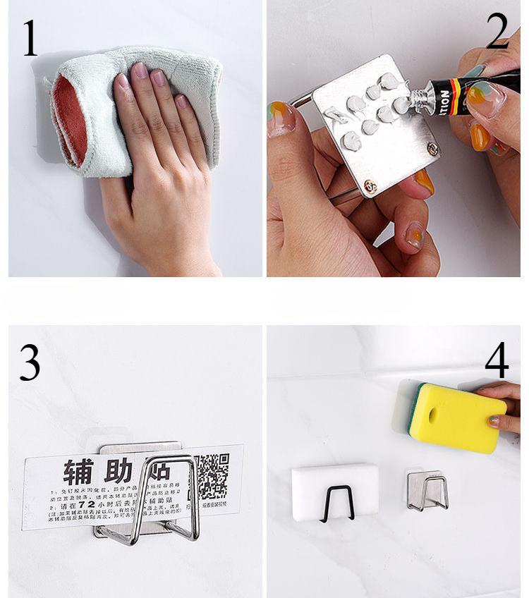 Утолщенная нержавеющая сталь Подставка для губки для раковины с клеем Стальной проволочный шарик Сливной Паста Внутренняя стенка раковины Кухонные принадлежности