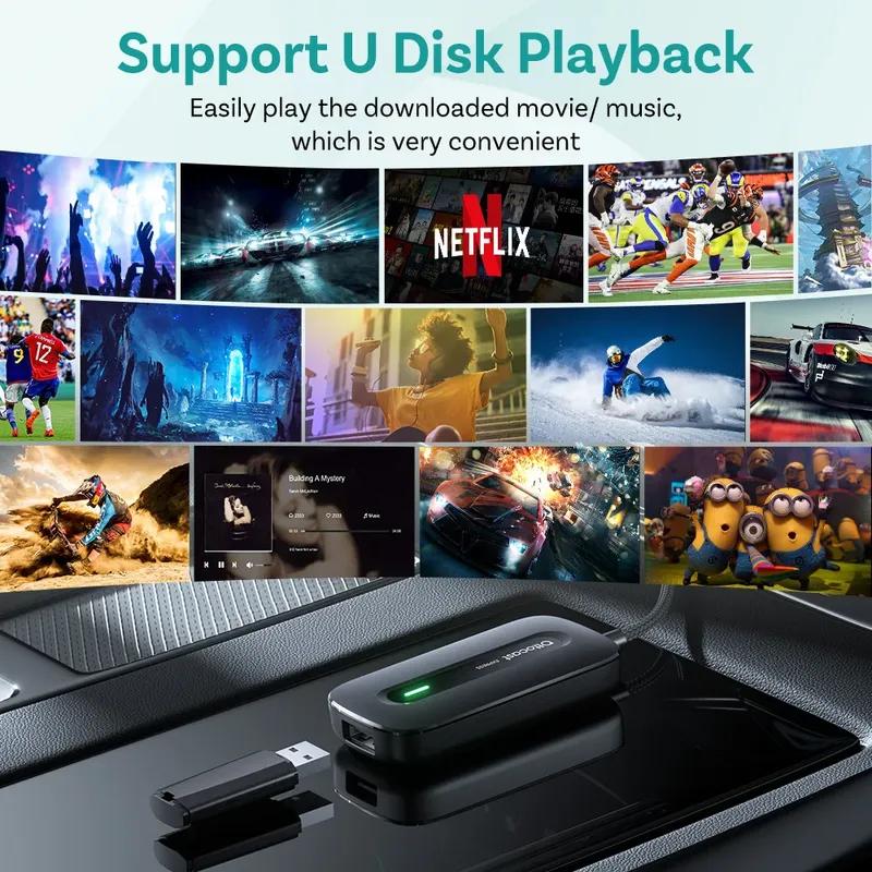 OTTOCAST New Play2Video Pro Wireless Carplay Adapter Android Auto Ai Box Built in Youtube Netflix for Car with Wired Carplay