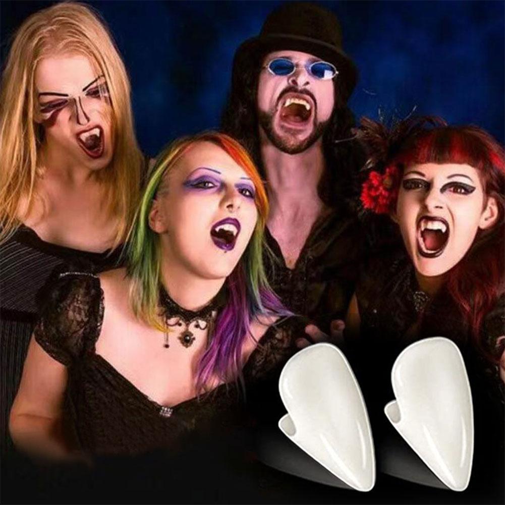Halloween Vampire Fangs Fake Teeth with Teeth Glue Zombie Masquerade Teeth Resin Vampire False Teeth for Party Makeup Dressup
