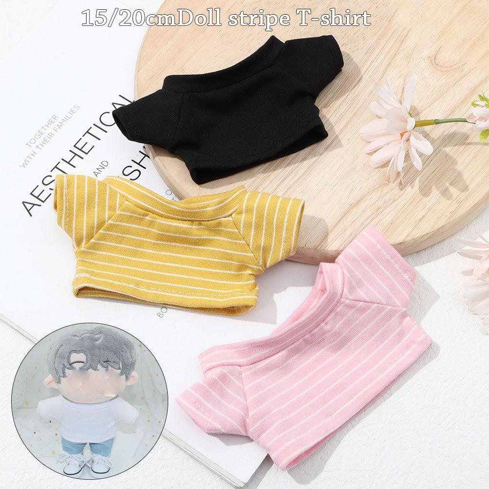 Dressing Game Playing House 20CM Doll T-shirt Stripes Short Sleeve Idol Doll Clothes Cotton Stuffed