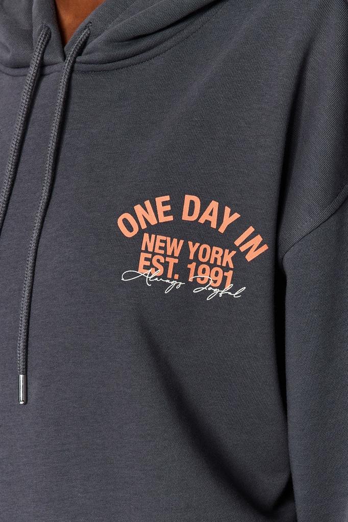 Женская мода стильная толстовка антрацитовый слоган с принтом оверсайз с капюшоном толстая вязаная толстовка