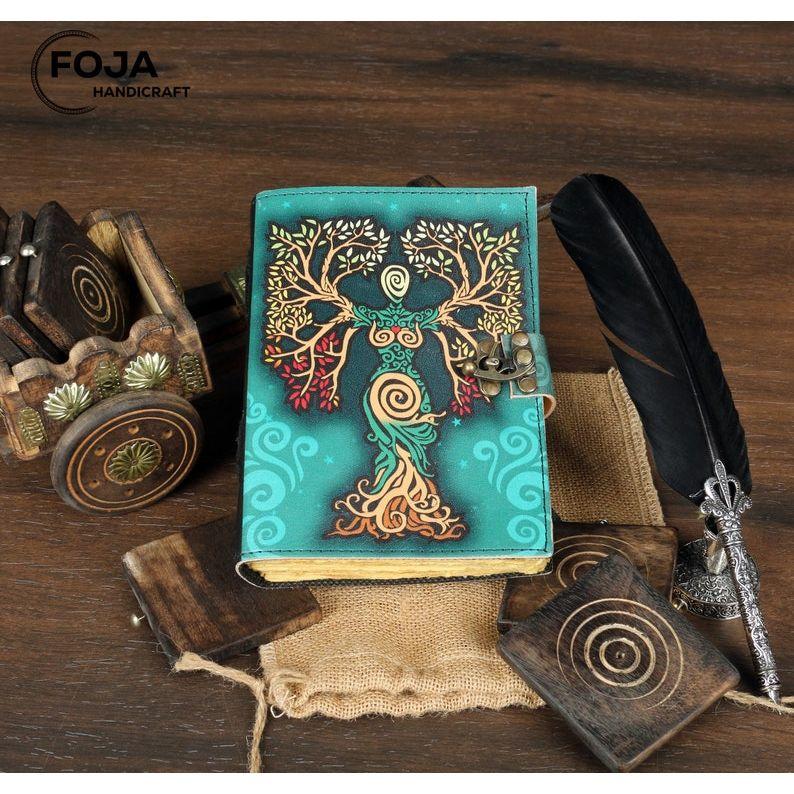 Книга заклинаний теней, пустой журнал «Мать земли», красочная бумага с декольными краями, винтажный кожаный блокнот без подкладки, ежедневный дневник 7x5 дюймов