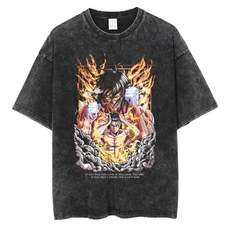 New Short Sleeved Round Neck Yk Tshirt Men New in Top Tees Mens Parentchild TShirt Anime Attack on Titan Eren Jaeger
