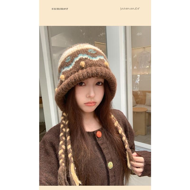 Women S Fair Isle Knit Hat Thick Warm Ear Protection Beanie Casual Fit