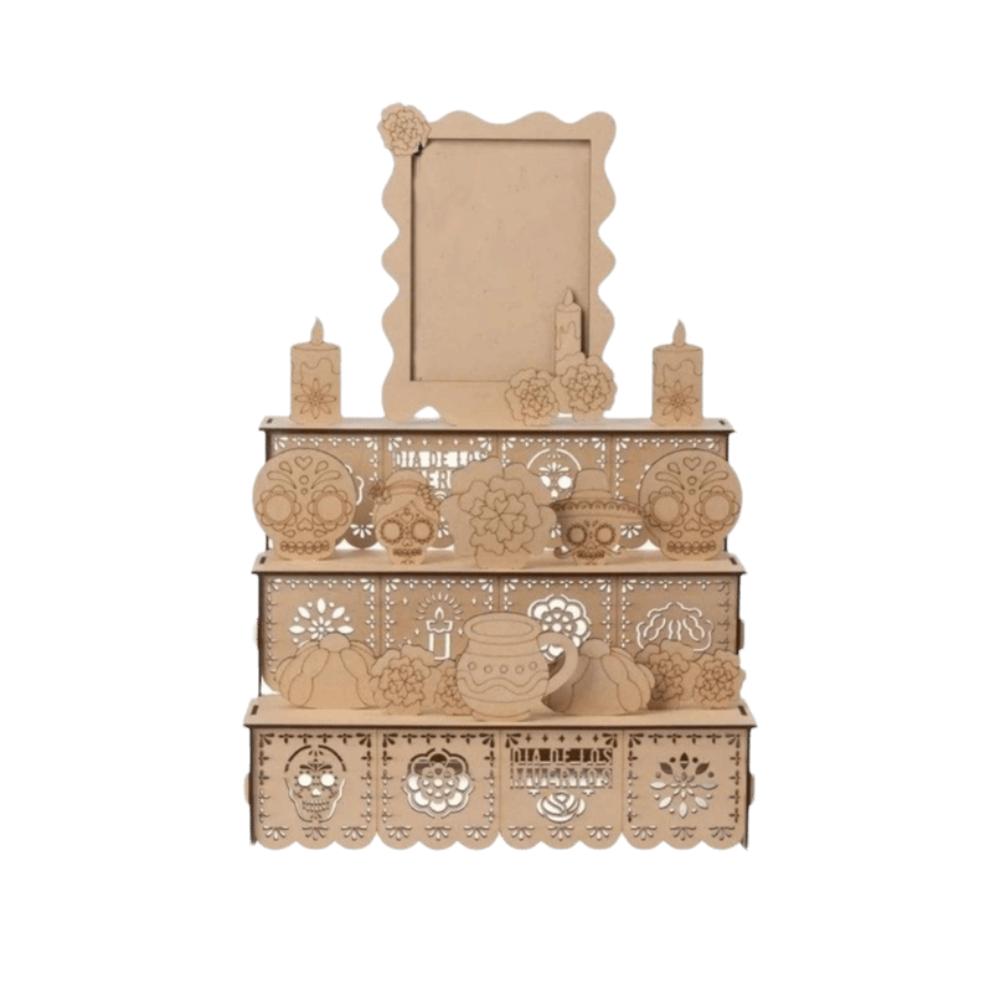 DIY Mexican Dead Shadow Box Skulls Candles Memorial Display Box Home Decor