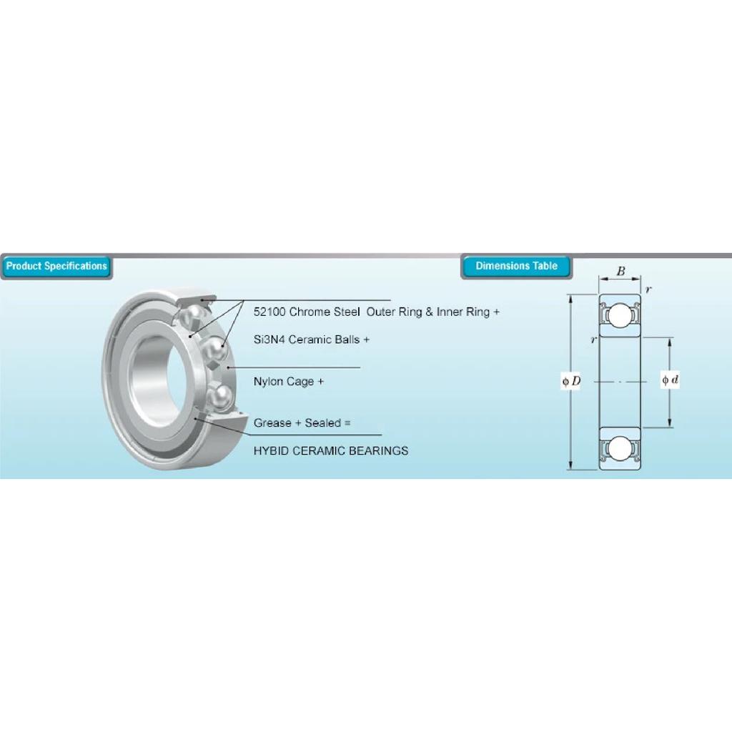 18307 Hybrid Ceramic Bearing 18x30x7 mm ABEC-1 1PCBicycle Bottom Brackets & Spares 18307RS Si3N4 Ball Bearings 18307-2RS