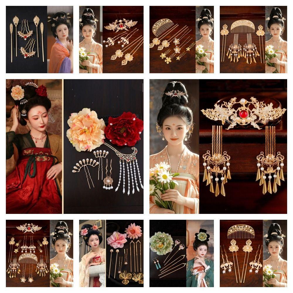 1 Set Chinese Style Tang Dynasty Hairpin Pearl Flower Hair Comb  Cheongsam Accessories