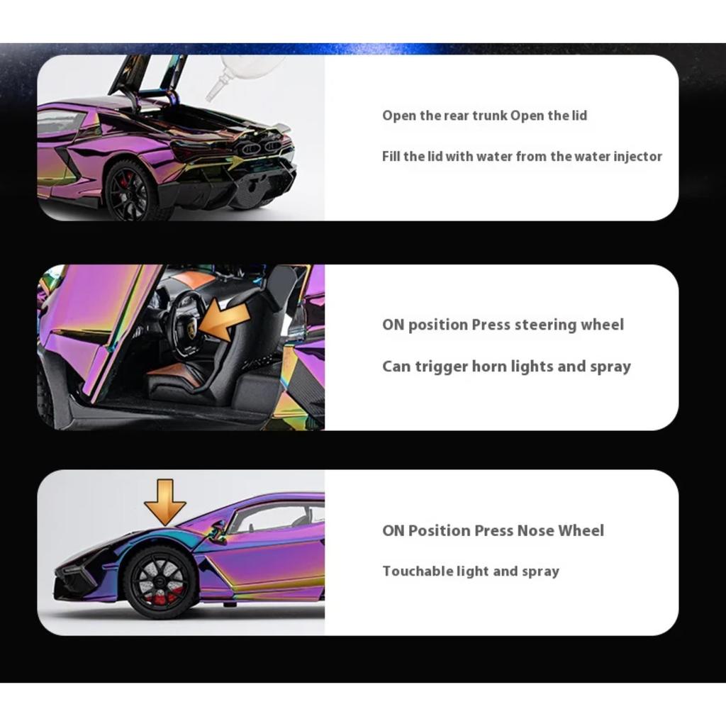 Spray 1/24 Lamborghini Revuelto Hybrid Super Sports Car Alloy Diecast Model Car Miniauto Simulation Collectibles Birthday Gifts