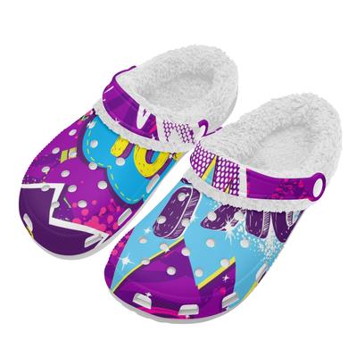 1 пара белых ЭВА клогов с мягкой плюшевой подкладкой, унисекс, теплые шлепанцы, легкая нескользящая зимняя комфортная обувь для ежедневного использования