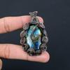 Лабрадорит Драгоценный камень Медная проволока Обертывание ручной работы Кулон Ювелирный подарок для любви
