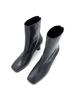 Nontheless Square Toe Back Zipper Midi Boots / Grey