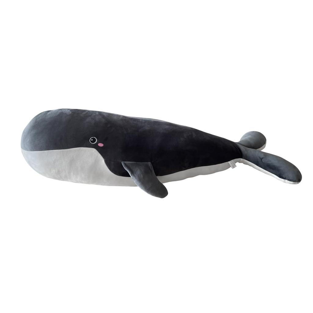 Missmat Whale Plush Hugging Body Pillow, Extra Large Soft Animal Cushion, Washable Side-Sleeping Pillow, Room Decor Gift, Approx. 100cm (Black)