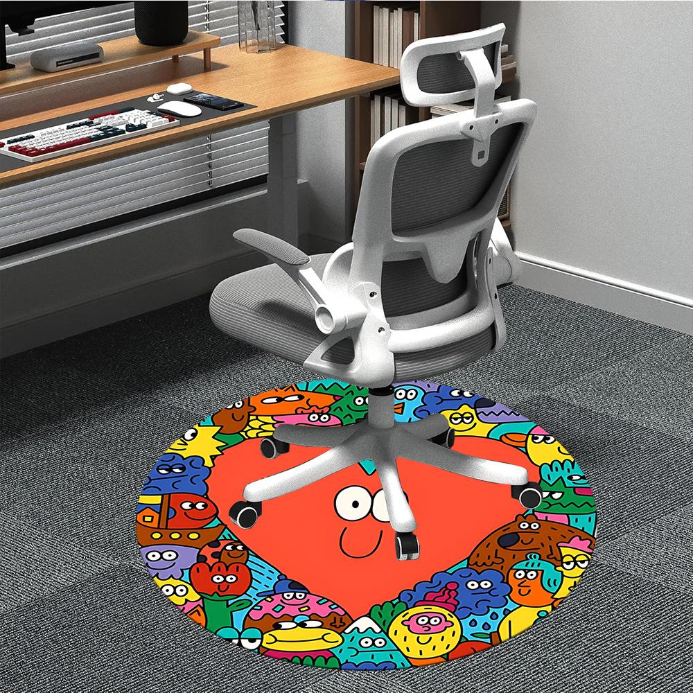 1pc Heart Characters Office Round Area Rug, Indoor Mat Suitable ForOffice, Under Office Chairs Bedroom Living Room Home Decor, Room Decot213