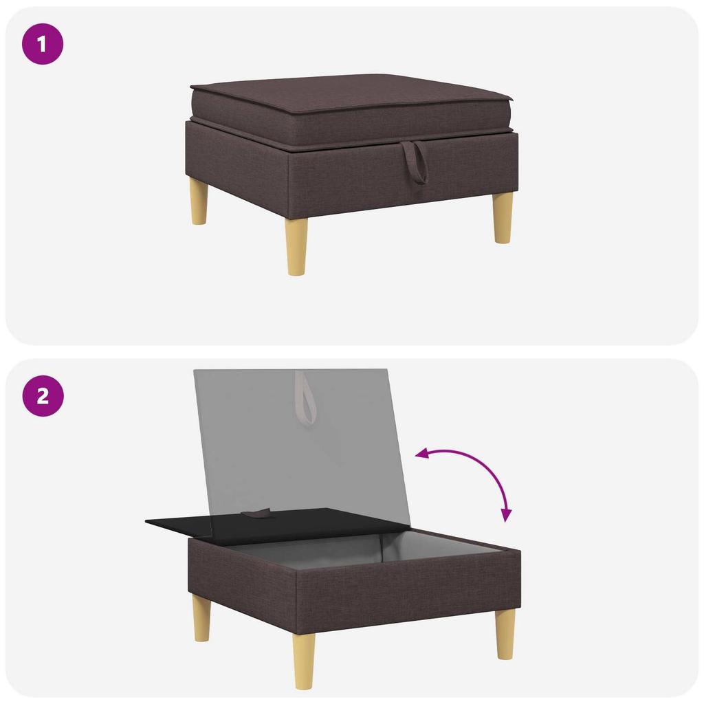 Storage Ottoman with Dark Brown Fabric