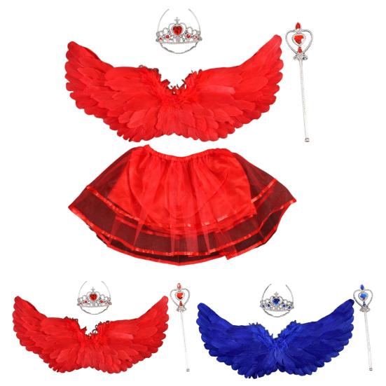 Крылья ангела для девочек женщин перьевые крылья с короной и волшебной палочкой фея