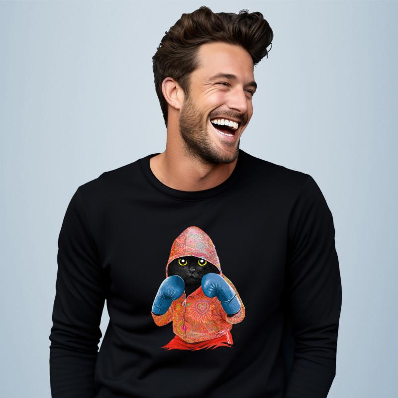 Мужская толстовка - BOXING CAT BLACK