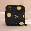 Sanitary Napkin Storage Bag Cartoon Print Inner Pocket Zipper Closure Large Capacity with Wrist Strap Cosmetic Earphone Keys Jewelry Storage