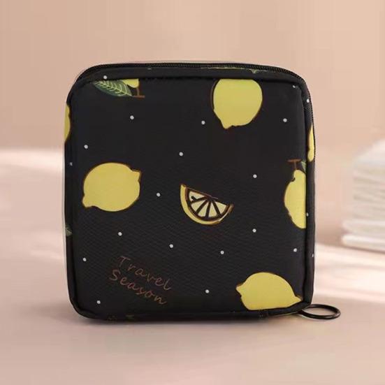 Сумка для хранения гигиенических салфеток, внутренний карман с мультяшным принтом, застежка-молния, большая вместимость, с ремешком на запястье, косметические наушники, ключи для хранения ювелирных изделий