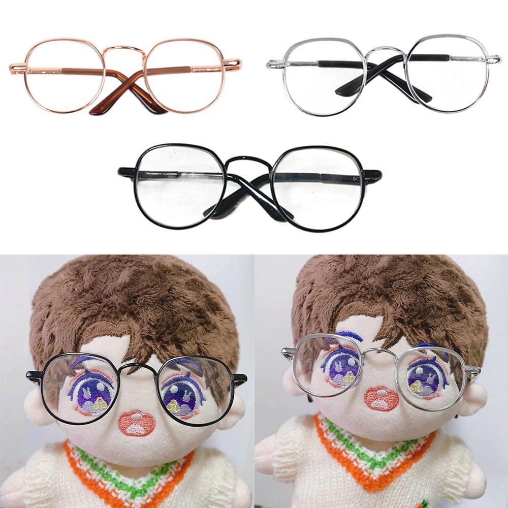 Lensless Plush Doll Eyeglasses Round Frame Doll Accessories Creative Doll Glasses for 20cm Dolls