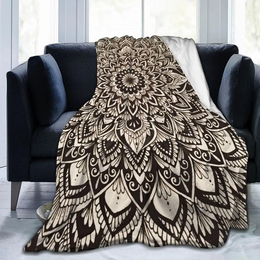 Mandala Throw Blanket Purple Mandala Flannel Throw Blanket for Women Soft Lightweight Air Conditioner Blanket for Bed Sofa Couch