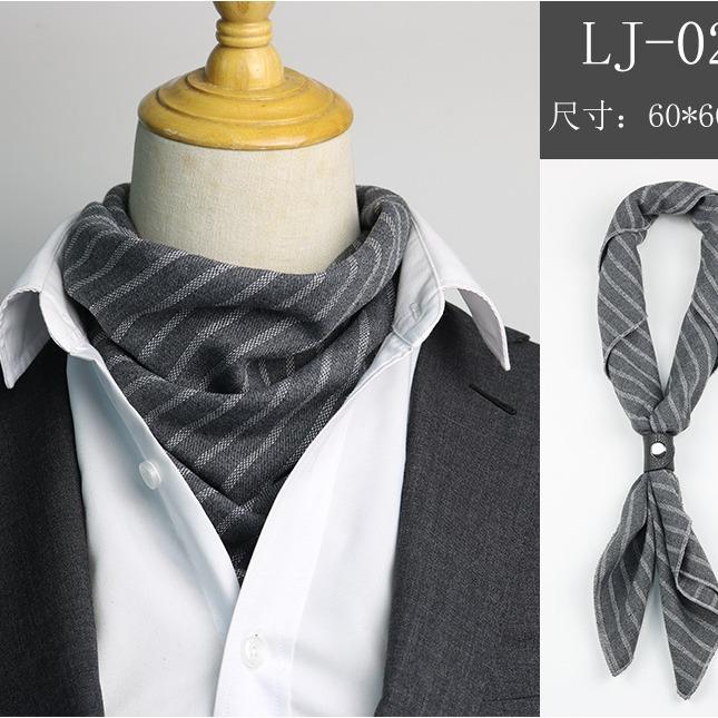 Men'S Scarf British Style Gray Striped Small Scarf Suit Autumn And Winter Men'S And Women'S Square Scarves