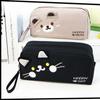 Cute Cat Pencil Case for Student Beige Black Color Cartoon Kitten Pencil Pouch Large Capacity Stationery Bag School Supplies