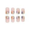 Nude Fake Nails with Flower Printed with Harmless and Smooth Edge Nails for Manicure Lovers and Beauty Bloggers