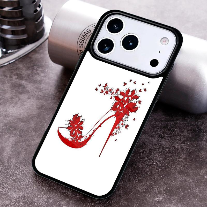 red high heel shoes Cute Phone Case for iPhone 17 16 15 Pro Max Air 14 13 12 11 Plus Shockproof Capa Cover