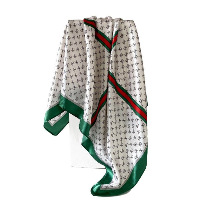 Новый шелковый шарф 90 см Женский шарф-палантин Шарф с принтом букв Атласный большой квадратный шарф Шаль