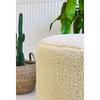 Handmade Cream Tedy Fabric Cylinder Decorative Puffy Pouf Bench
