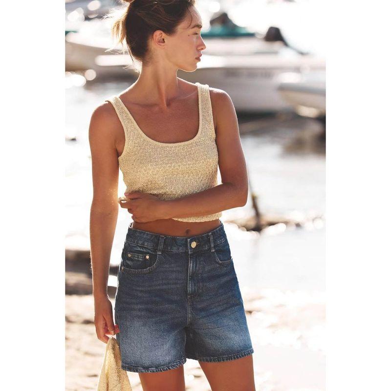 Zbzr Spring New Women Clothes Western Style Fashion Sequin Round Neck Short Sleeve Knitted Outerwear Sling 9598192