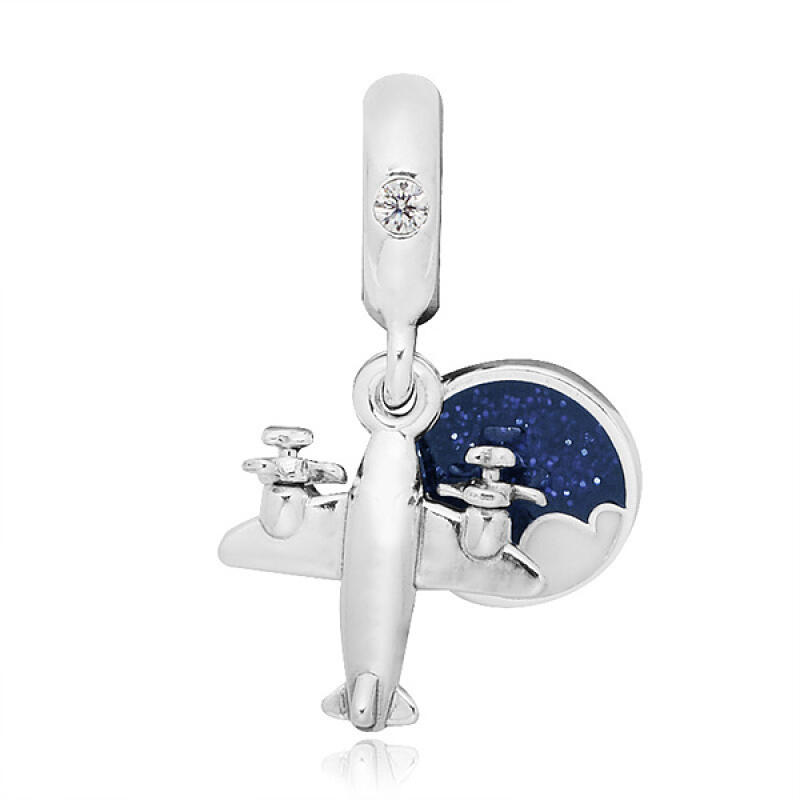 Pandora Charm Dangle Propeller Plane Airplane 798027CZ