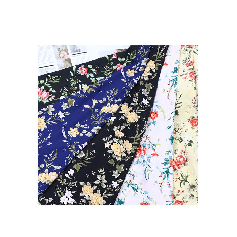 100D Четырехсторонний эластичный полиэстер Цветочная тканая ткань для подкладки платья