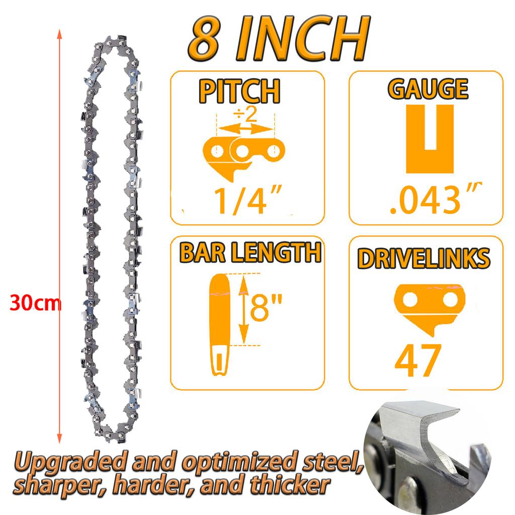 8 Inch 47 DL/48 DL Gardening Tool Chain Guide Electric Chainsaw Chains and Guide Used for Logging and Pruning Chainsaw Parts