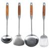 4Pcs/Set 304 Stainless Steel Rosewood Cooking Utensils Cookware Set Kitchen Tool