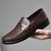 New Business Loafers Men Mocassin Genuine Leather Flats Casual Shoes Slip-On Walking Shoes Hollow Out Italian Luxury Penny Shoes