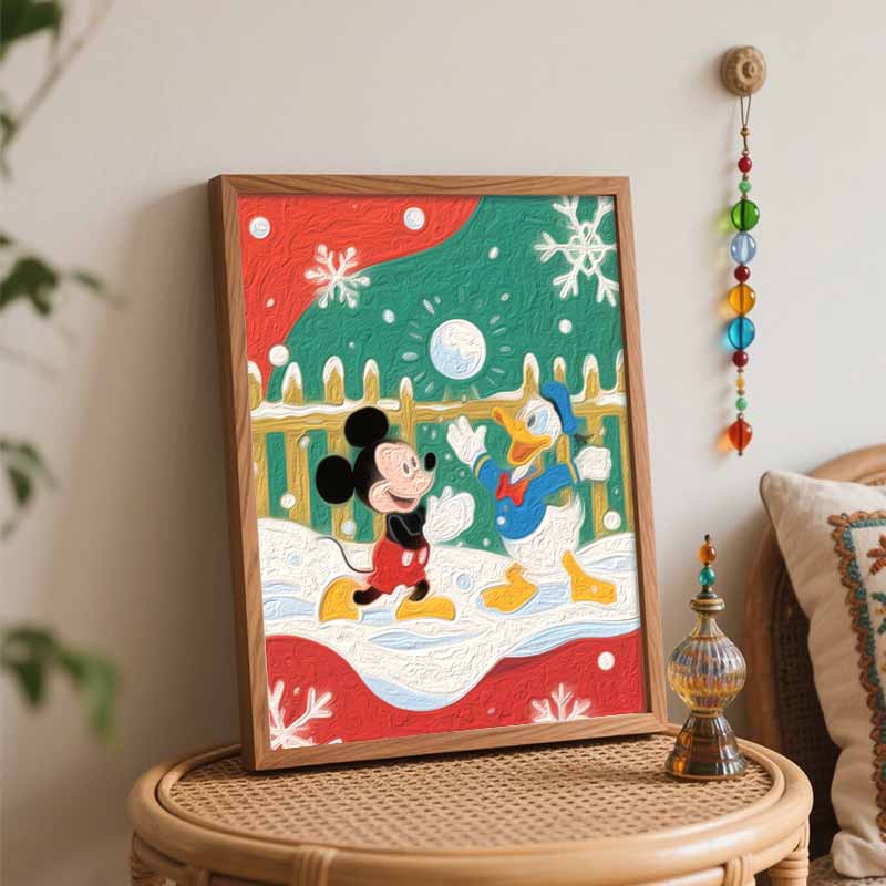 Disney Цифровая масляная живопись игра в снегу ручная роспись домашний декор картина