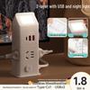 Vertical Multi-Functional Power Strip with USB Charging, Individual Switches, and Extension Cord